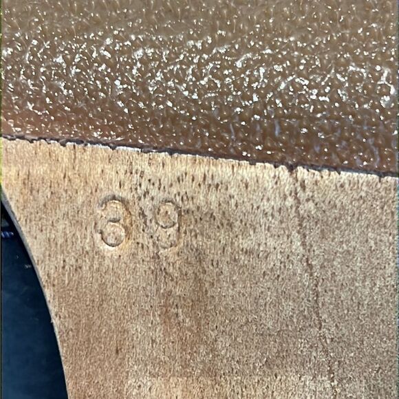 Bon-Bonite Blue Leather Peep Toe Heeled Platform Sandals Size 39. US 9 - Picture 12 of 15